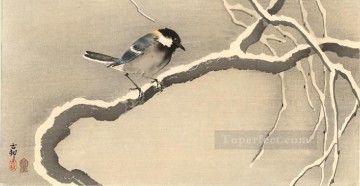 日本 Painting - 雪の枝にシジュウカラ 大原古邨